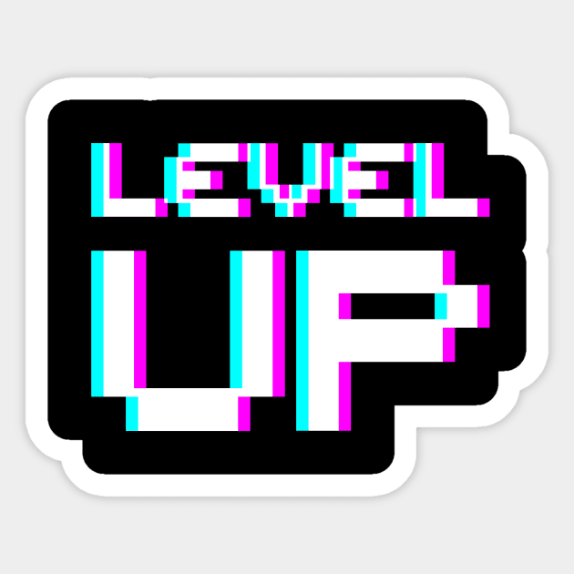 Level Up - bold White Sticker by Just In Tee Shirts